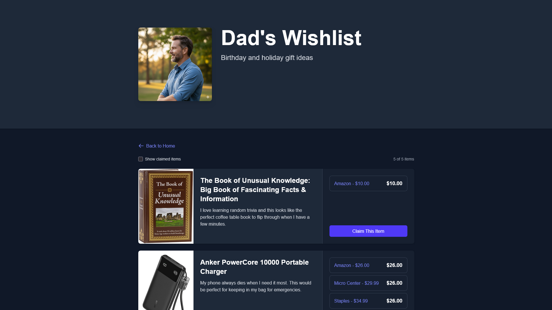 Wishlist View