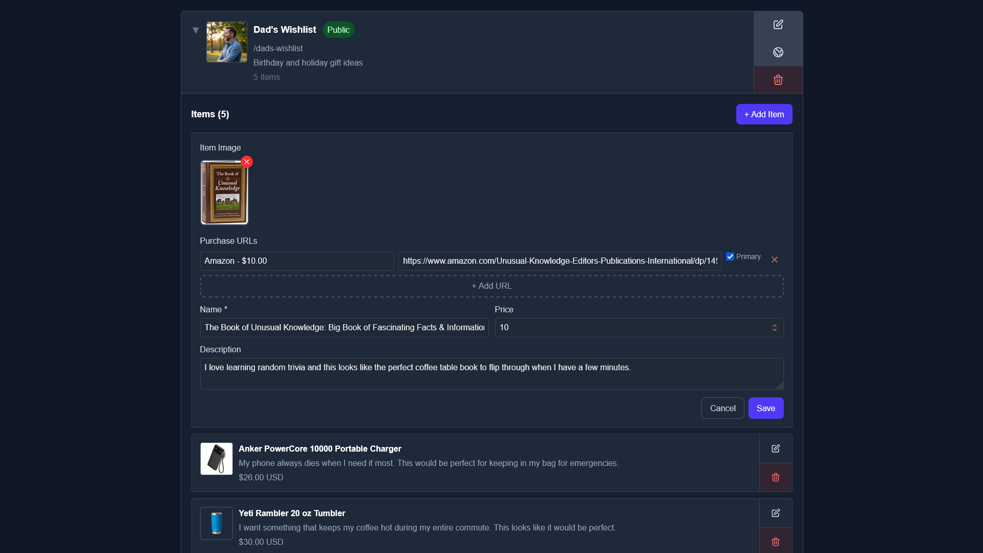 Admin Dashboard - Item Details